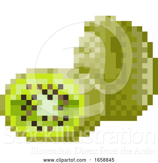 Vector Illustration of Kiwi Fruit Pixel Art 8 Bit Video Game Icon