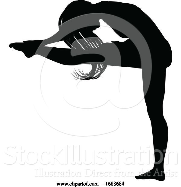 Vector Illustration of Lady Dancer Stretching Silhouette