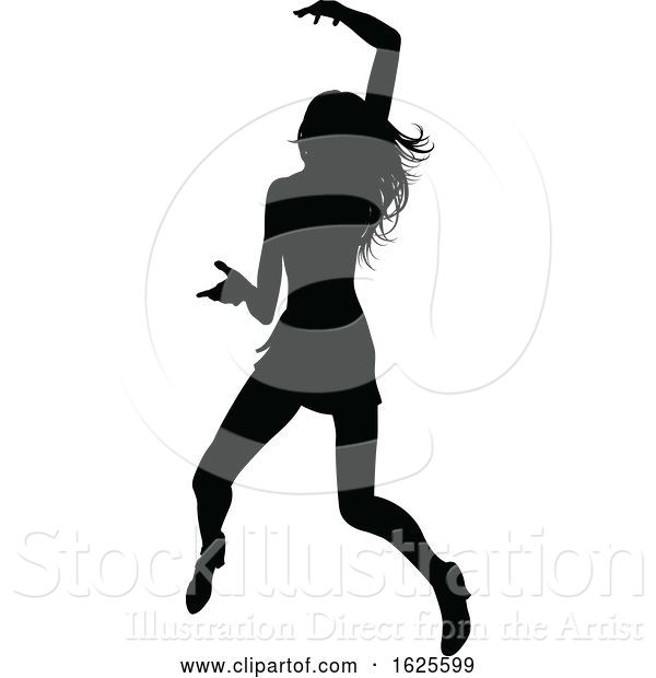 Vector Illustration of Lady Dancing Person Silhouette