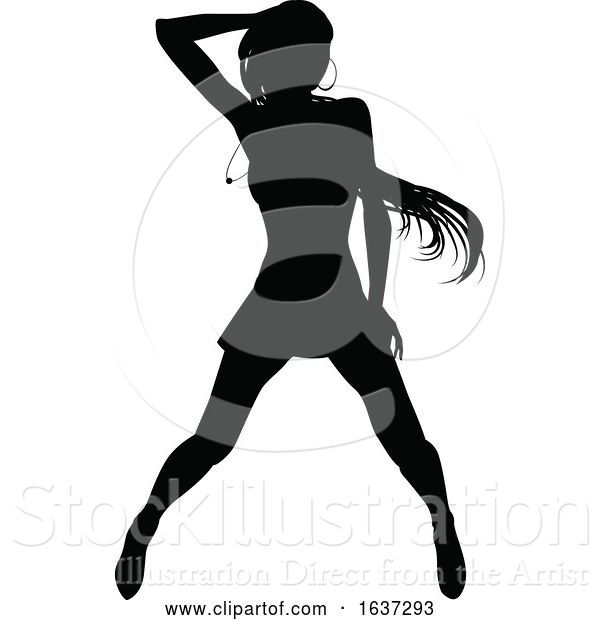 Vector Illustration of Lady Dancing Person Silhouette