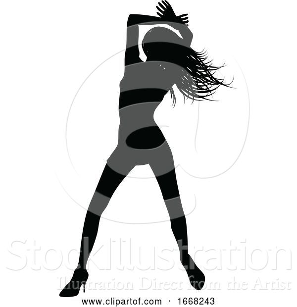 Vector Illustration of Lady Dancing Person Silhouette