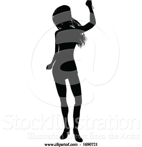 Vector Illustration of Lady Dancing Person Silhouette