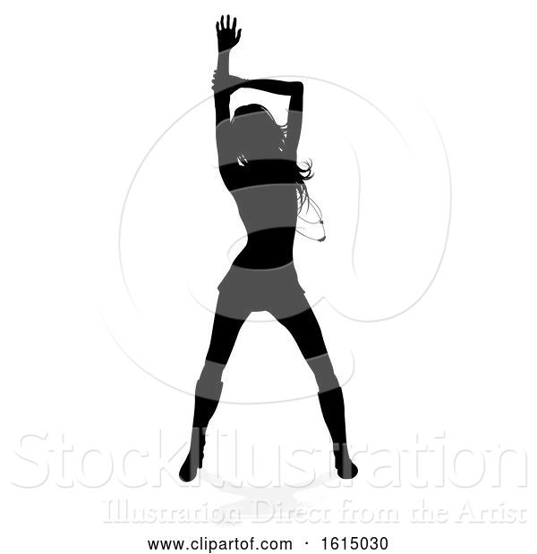 Vector Illustration of Lady Dancing Person Silhouette, on a White Background
