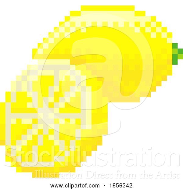 Vector Illustration of Lemon Pixel Art 8 Bit Video Game Fruit Icon