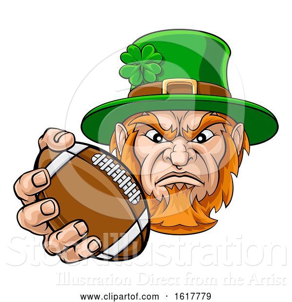 Vector Illustration of Leprechaun Holding Football Ball Sports Mascot