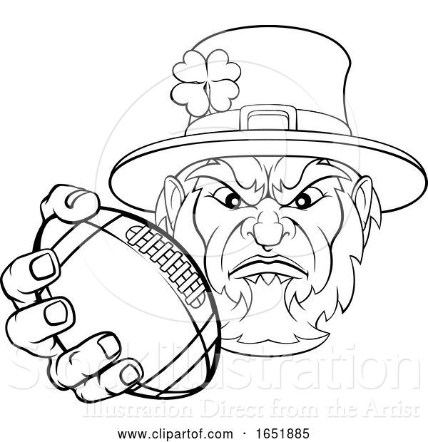 Vector Illustration of Leprechaun Holding Football Ball Sports Mascot