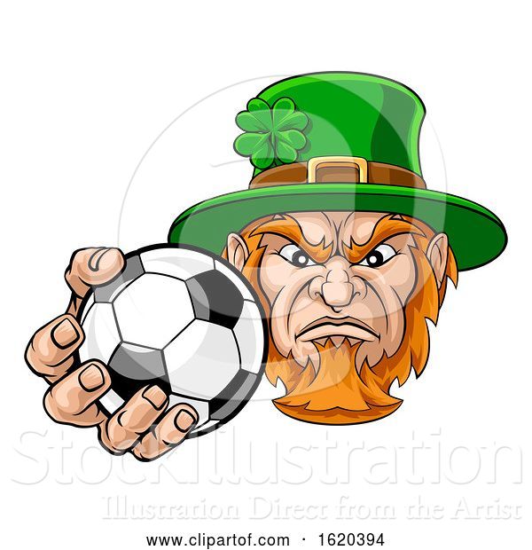 Vector Illustration of Leprechaun Holding Soccer Ball Sports Mascot