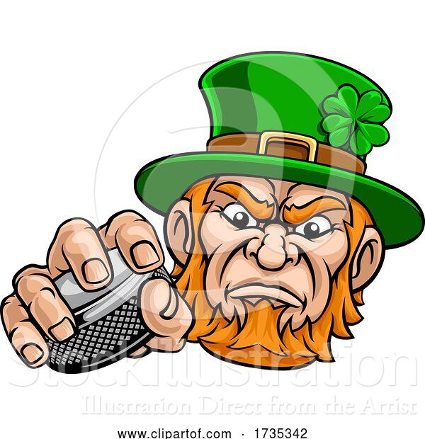 Vector Illustration of Leprechaun Ice Hockey Sports Mascot