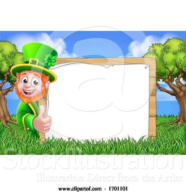 Vector Illustration of Leprechaun Sign St Patricks Day Scene