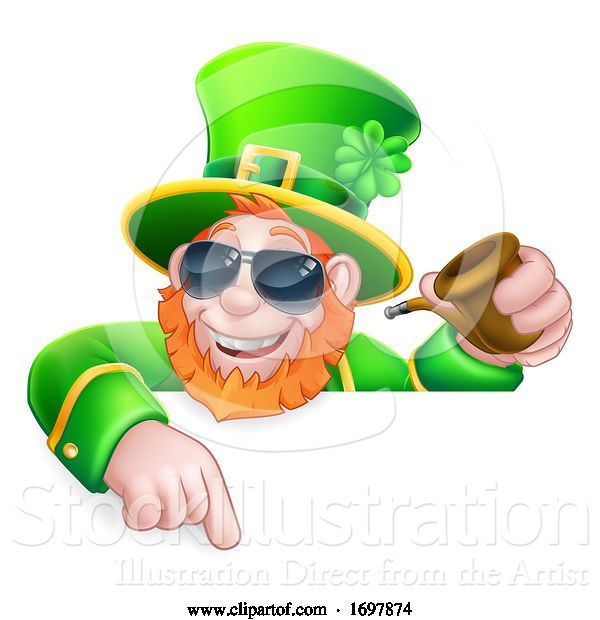 Vector Illustration of Leprechaun St Patricks Day Cool Sunglasses