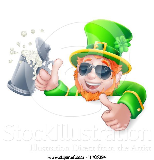 Vector Illustration of Leprechaun St Patricks Day Drink Shades Sign