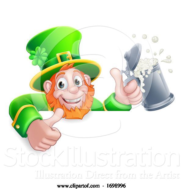 Vector Illustration of Leprechaun St Patricks Day Drink Sign