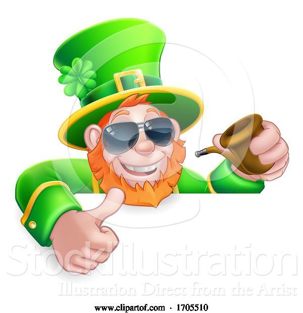 Vector Illustration of Leprechaun St Patricks Day Sunglasses Sign
