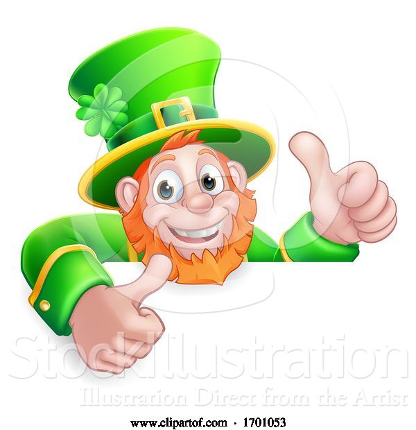 Vector Illustration of Leprechaun St Patricks Day Thumbs up Sign