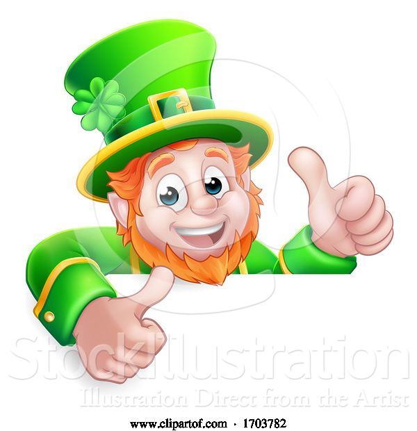 Vector Illustration of Leprechaun St Patricks Day Thumbs up Sign