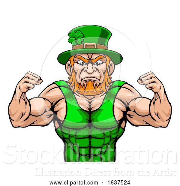 Vector Illustration of Leprechaun Tough St Patricks Day Character or Wrestling Sports Mascot