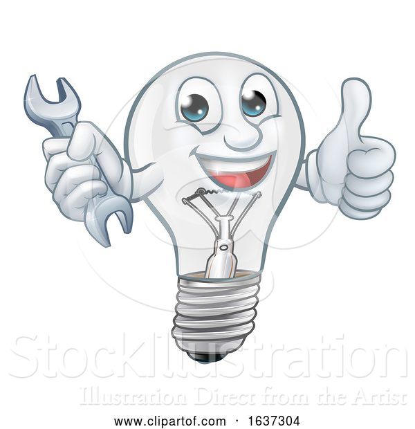 Vector Illustration of Light Bulb Character Lightbulb Mascot