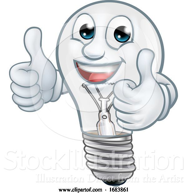 Vector Illustration of Light Bulb Character Lightbulb Mascot