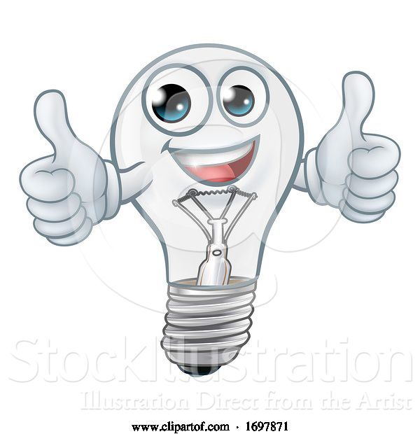 Vector Illustration of Light Bulb Character Lightbulb Mascot