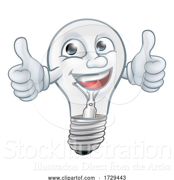 Vector Illustration of Light Bulb Character Lightbulb Mascot