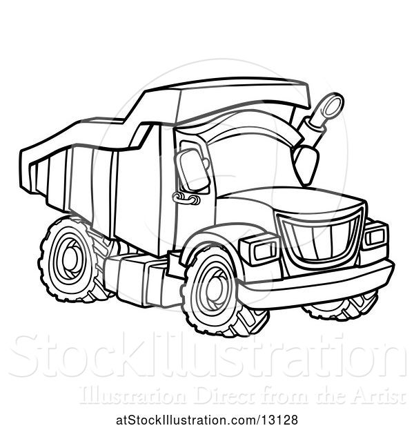 Vector Illustration of Line Art Dump Truck