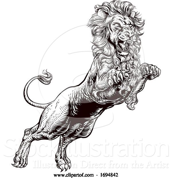 Vector Illustration of Lion Attacking Illustration