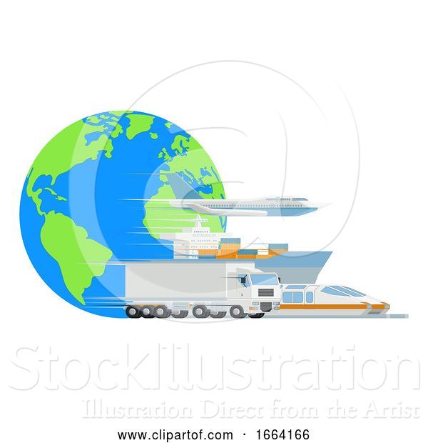 Vector Illustration of Logistic Transport Cargo World Globe Design