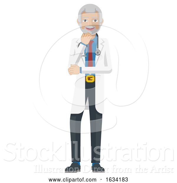 Vector Illustration of Mature Doctor Infographic Character Mascot