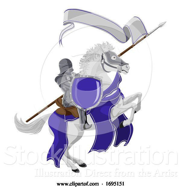Vector Illustration of Medieval Joust Knight on Horse