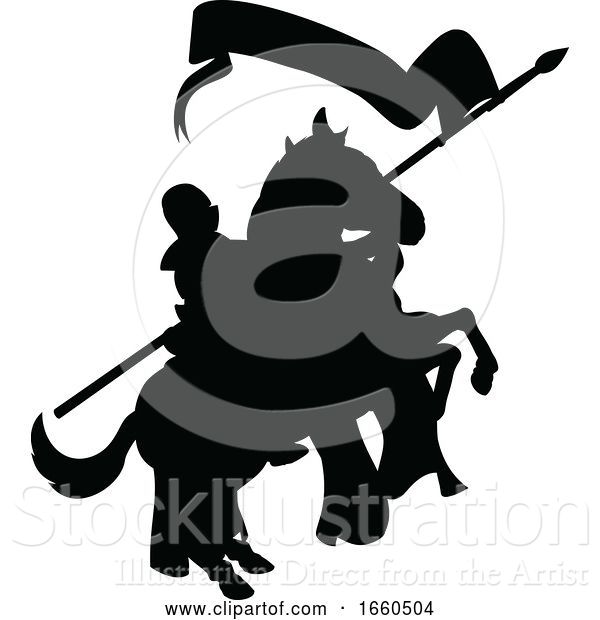 Vector Illustration of Medieval Knight on Horse Silhouette