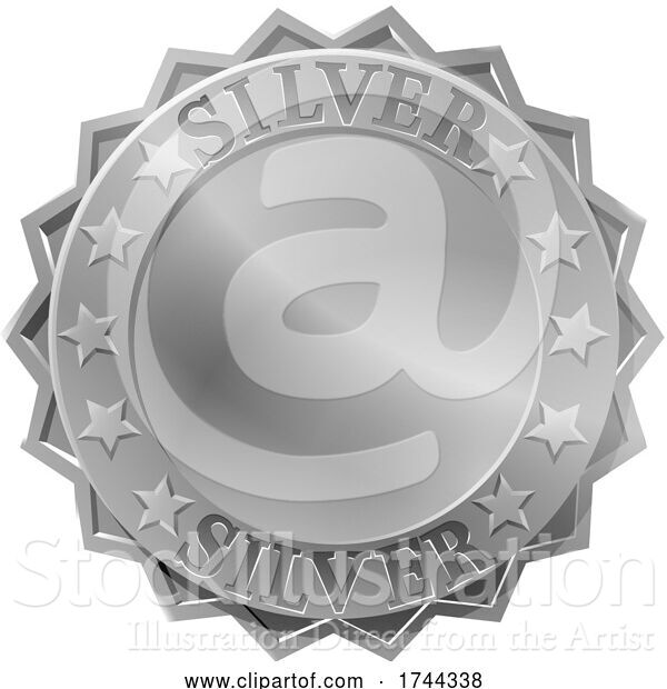 Vector Illustration of Metallic Silver Medal Rosette