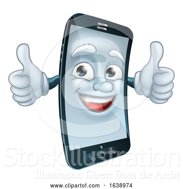 Vector Illustration of Mobile Cell Phone Mascot Character