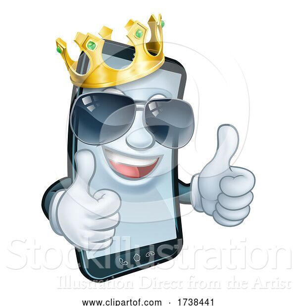 Vector Illustration of Mobile Phone Cool King Thumbs up Mascot