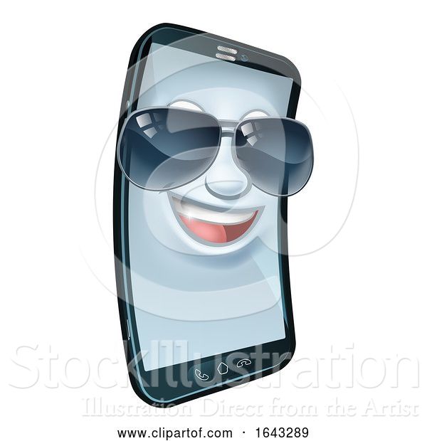 Vector Illustration of Mobile Phone Cool Shades Mascot