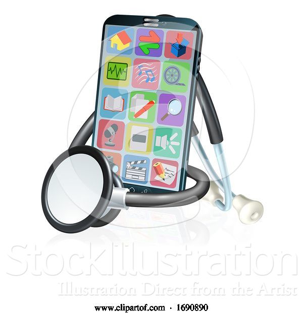Vector Illustration of Mobile Phone Health Medical App Stethoscope Design