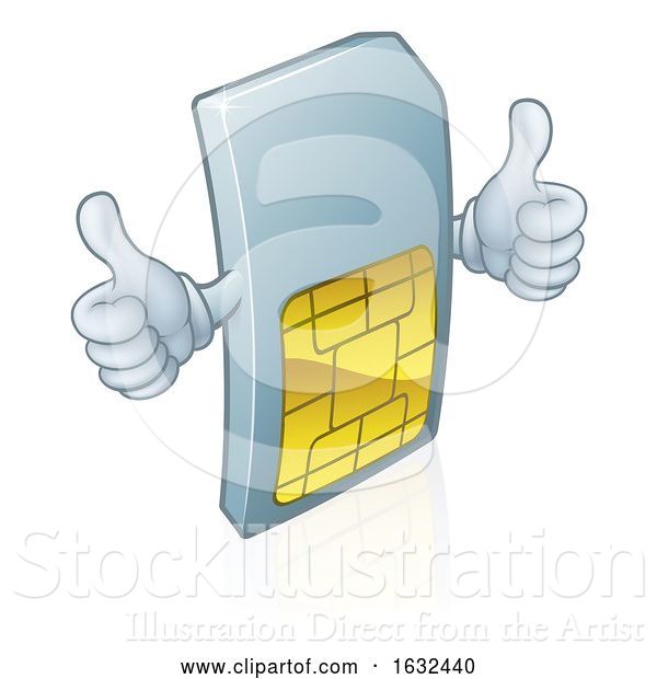 Vector Illustration of Mobile Phone Sim Card Mascot