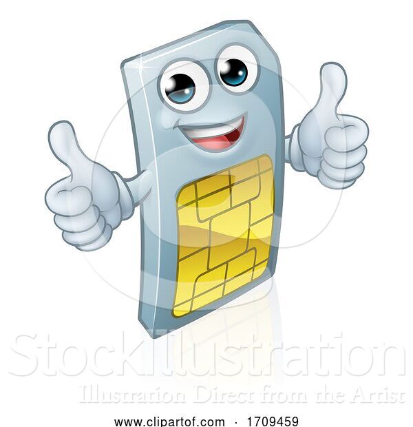 Vector Illustration of Mobile Phone Sim Card Mascot