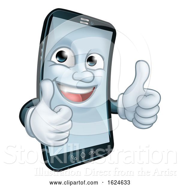 Vector Illustration of Mobile Phone Thumbs up Mascot