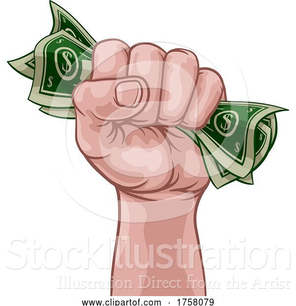 Vector Illustration of Money Cash Fist Hand Comic Pop Art