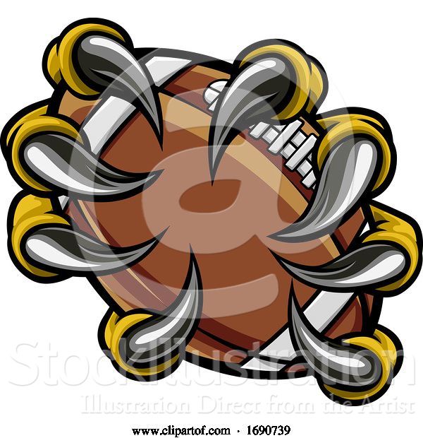 Vector Illustration of Monster Animal Claw Holding American Football Ball