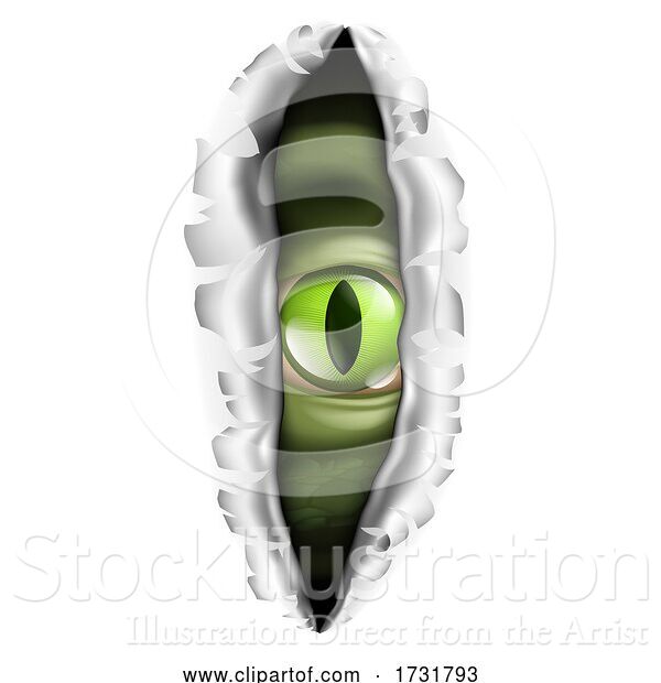 Vector Illustration of Monster Eye Tearing a Rip Through the Background