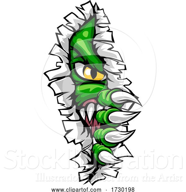 Vector Illustration of Monster with Talon Claw Tearing a Rip Through Wall