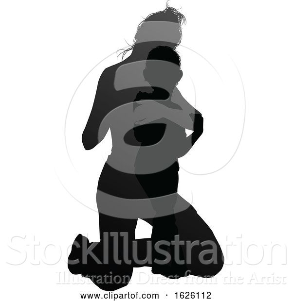 Vector Illustration of Mother and Child Family Silhouette