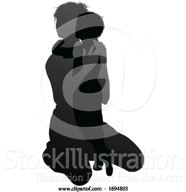 Vector Illustration of Mother and Child Family Silhouette