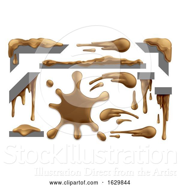 Vector Illustration of Mud or Chocolate Messy Blobs Splats and Drips