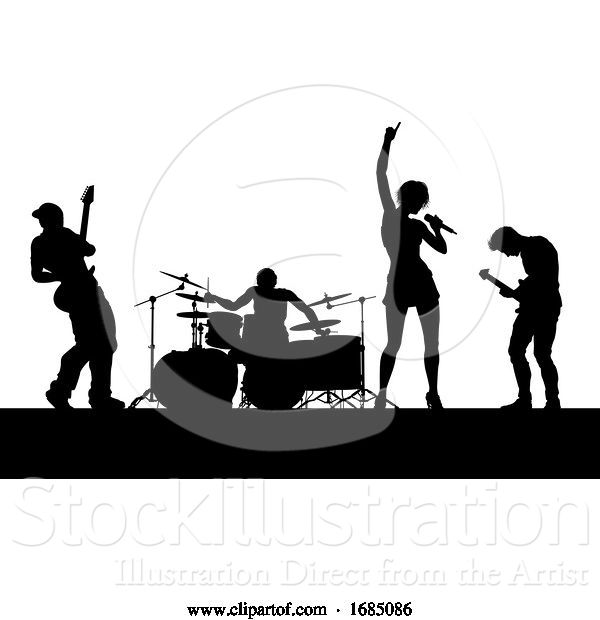 Vector Illustration of Music Band Concert Silhouettes