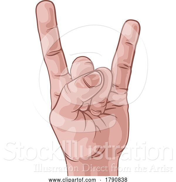 Vector Illustration of Music Heavy Metal Rock Hand Sign Pop Art