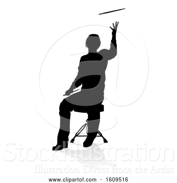 Vector Illustration of Musician Drummer Silhouette