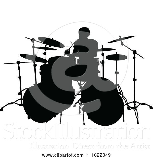 Vector Illustration of Musician Drummer Silhouette