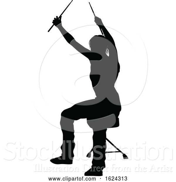 Vector Illustration of Musician Drummer Silhouette